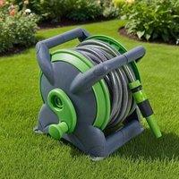 Voltico 20M Garden Hose Reel Set with Nozzle & Tap Connector in Green