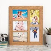 MijMoj Design Solid Oak 5 Aperture Photo Frame - Multi 6" x 4" Collage Frame in Light Oak