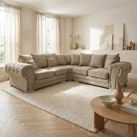 Abakus Direct Verona Linen Corner Sofa with Button Detail in Beige