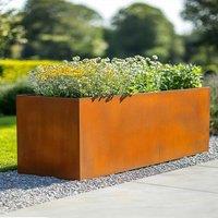 Woven Wood 100cm Corten Steel Trough Planter - Pre-Rusted in Light Brown