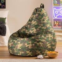 icon Gaming Recliner Bean Bag, Camo Print in Green