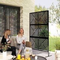 OUTSUNNY Decorative Outdoor Divider Privacy Panel with Stand, Rhombus Black