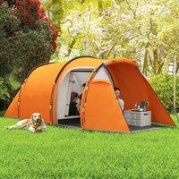 OUTSUNNY 2 Man Camping Tent with 2 Rooms Porch Vents Rainfly in Orange