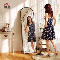 HOMCOM Full Length Mirror with Aluminium Alloy Frame Hanging or Leaning in Black | Size: Large