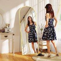 HOMCOM Full Length Mirror with Aluminium Alloy Frame Hanging or Leaning in Gold | Size: Large