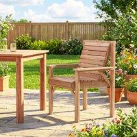 OUTSUNNY Wood Garden Chair Outdoor Dining Chair with Curved Seat in Natural | Size: Armchair
