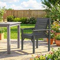 OUTSUNNY Wood Garden Chair Outdoor Dining Chair with Curved Seat in Grey | Size: Armchair