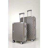 JLY Zipperless Suitcase Set, PC Hard Shell, Carry On & Check In, TSA Lock in Khaki | Size: 1 Pack