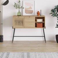 FWStyle Naive 2 Door 2 Shelf Sideboard Sapphie Oak Effect Metal Frame in Brown