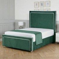 Living Comfort Bedz Verona Upholstered Gas Lift Storage Bed Frame with 48 Inch Headboard in Green | Size: Small Double
