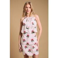 Oasis Women's Scallop Tier Mini Halterneck Dress in Ivory | Size: 12