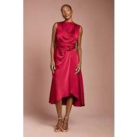 Coast Women's Satin Midi Dress With Twist Waist in Raspberry | Size: 12