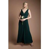 Coast Women's Pleated Plunge Neck Maxi Bridesmaid Dress in Emerald | Size: 18