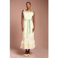 Coast Women's Printed Twill Ruffle Midi Dress in Ivory | Size: 10