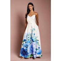 Coast Women's Petite Wired Bandeau Border Print Maxi Dress in Blue | Size: 8