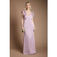Coast Women's Honoured Satin Back Crepe V Neck Tie Shoulder Maxi Bridesmaid Dress in Dusty Rose | Size: 10