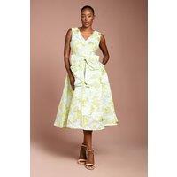 Coast Women's Bow Front Jacquard Midi Dress in Green | Size: 10