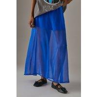 Warehouse Women's Chiffon High Waisted Short Lining Maxi Skirt in Electric Blue | Size: 14
