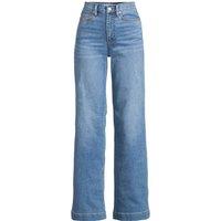 Lands' End Women's Petite Recover Wide Leg Jeans, High Waisted in Bright Blue | Size: 14S
