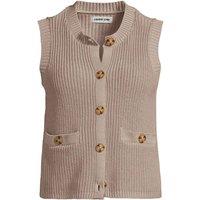 Lands' End Women's Sleeveless Ribbed Knit Waistcoat in Light Tan | Size: 20