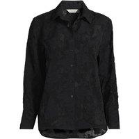Lands' End Women's Semi Sheer Floral Blouse in Black | Size: 10-12