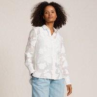 Lands' End Women's Semi Sheer Floral Blouse in White | Size: 20