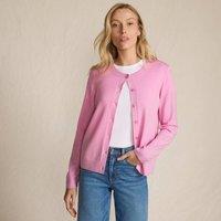 Lands' End Women's Petite Merino Crew Neck Cardigan in Pale Pink | Size: Small