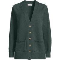 Lands' End Women's Drifter Cotton Relaxed V-neck Cardigan in Bottle Green | Size: 10-12
