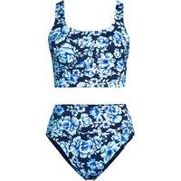 Lands' End Women's Tugless Midkini, High Waisted - 2 piece in Blue | Size: 14-16