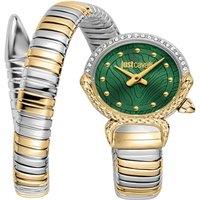 Just Cavalli Women's Snake Watch Two Tone Color Case Dark Green dial Two tone SS Bracelet