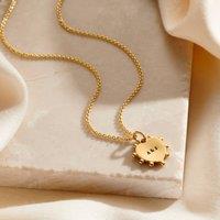 Posh Totty Designs Women's Yellow Gold Personalised Beaded Heart Charm Necklace