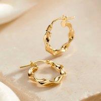 Posh Totty Designs Women's Twisted 9ct Gold Hoop Earrings