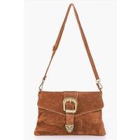 Sarta Women's Buckle Clutch Bag Italian Suede Leather in Tan