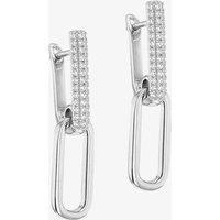 T.H.Baker Women's Silver Cubic Zirconia Paperlink Dropper Earrings 8.58.0003