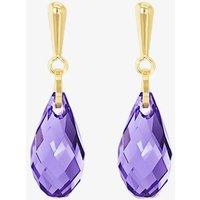 T.H.Baker Women's 9ct Yellow Gold Purple Crystal Dropper Earrings 1.58.0046