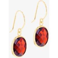T.H.Baker Women's 9ct Yellow Gold Oval Maroon Crystal Dropper Earrings 1.58.0049