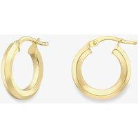 T.H.Baker Women's 9ct Gold Bevelled Tube Hoop Earrings 120525127468
