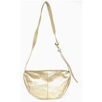 Sarta Women's Half Moon Crossbody Bag Metallic Italian Leather in Gold