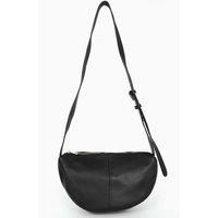 Sarta Women's Half Moon Crossbody Bag Pebbled Italian Leather in Black