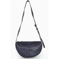Sarta Women's Half Moon Crossbody Bag Pebbled Italian Leather in Navy
