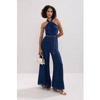 Phase Eight Women's Gwen Pleated Jumpsuit in Dark Navy | Size: 20