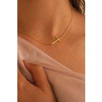 Elk & Bloom Women's Dainty 14K Gold Cross Choker Necklace