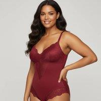 GWB Shapewear Women's Crimson Red Lace Trimmed Shapewear Bodysuit | Size: 10-12