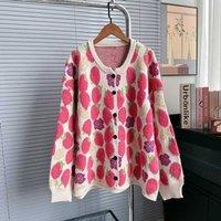 PEACH ACCESSORIES Women's Sweet Strawberry Fields Knit Cardigan in Cream