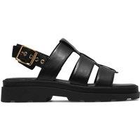 Clarks Women's Orinoco3 Strap Black Leather Flat Sandals | Size: 4-Standard Fit