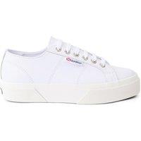 Superga Women's 2740 Nappa Leather Platform Trainers in White | Size: 4