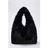 WOVCOR Women's Faux Fur Slouchy Grab Bag in Black