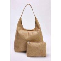 WOVCOR Women's Faux Suede Hobo Shoulder Bag with Matching Zip Pouch in Taupe