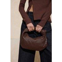 WOVCOR Women's Woven Knotted Handle Mini Grab Bag in Brown