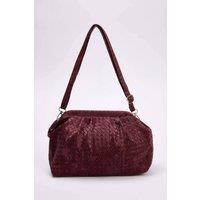 WOVCOR Women's Woven Gathered Clutch Shoulder Bag with Magnetic Closure in Plum